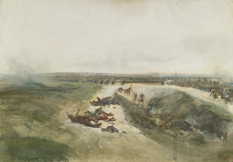 Une L’offensive Militaire; A Study For The Panorama Of The Battle Of Champigny av Jean-Baptiste Édouard Detaille