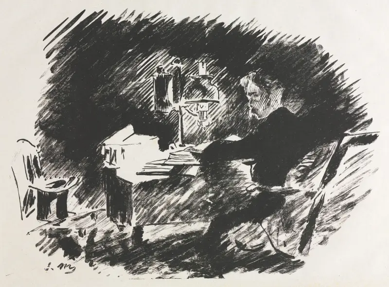 Illustration for The Raven by Edgar Allan Poe av Édouard Manet