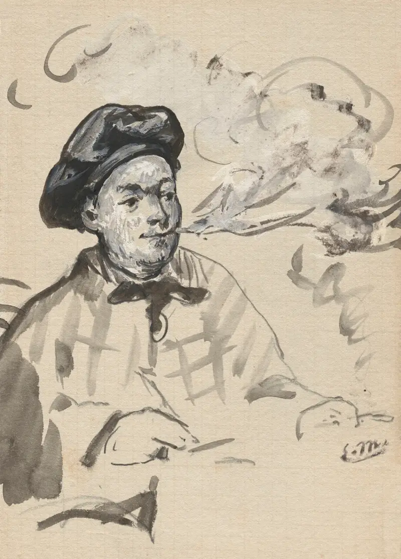 Théodore de Banville écrivant et fumant la cigarette av Édouard Manet