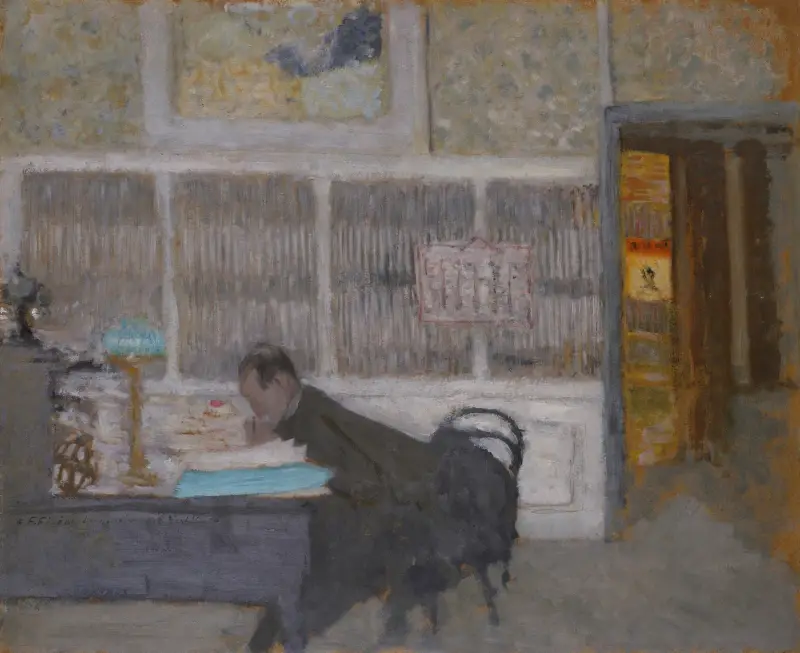At the Revue Blanche (Portrait of Félix Fénéon) av Édouard Vuillard