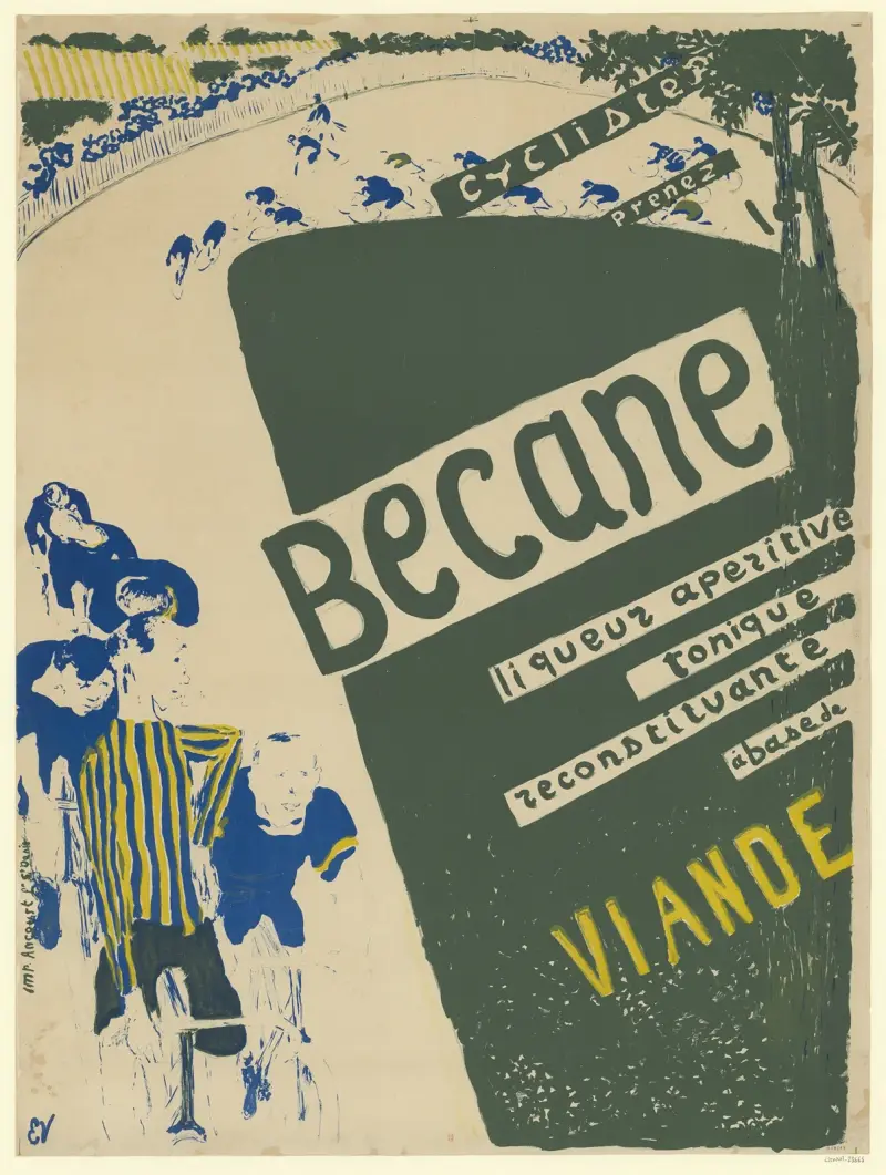 Cyclistes, prenez, Becane, liqueur aperitive, tonique, reconstituante, à base de, viande av Édouard Vuillard