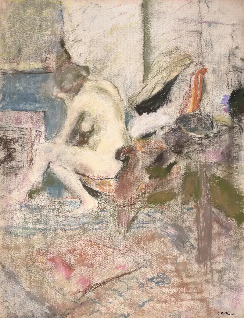 Femme nue près de la cheminée av Édouard Vuillard