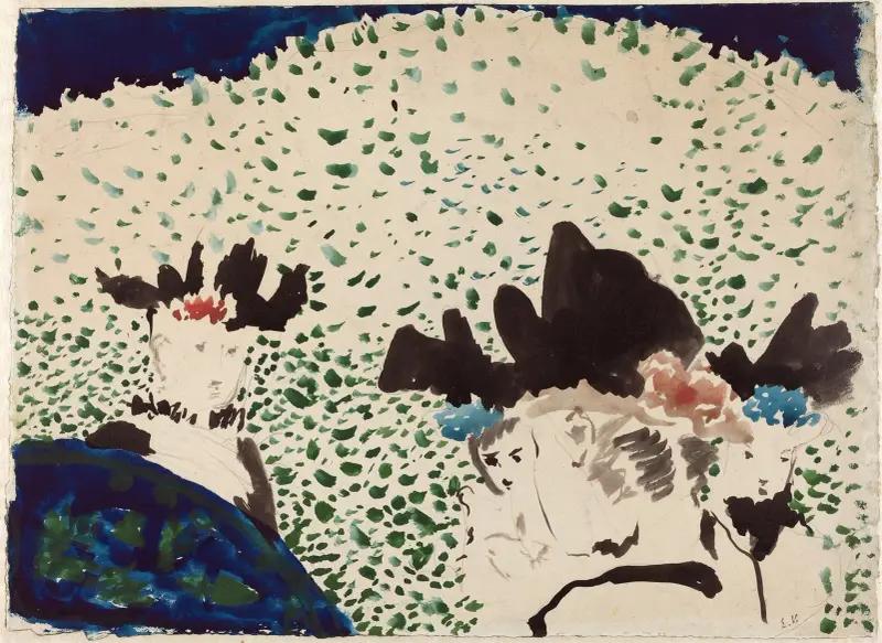 Fyra damer med fina hattar av Édouard Vuillard
