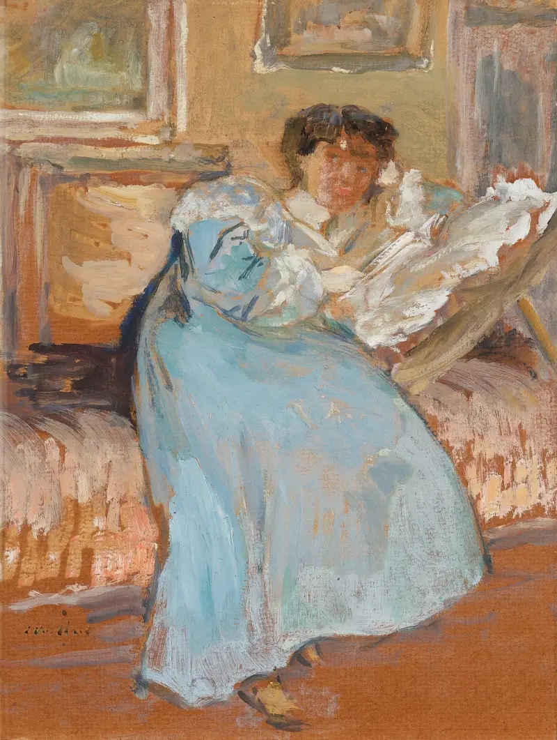 Madame Hessel à la robe opale av Édouard Vuillard