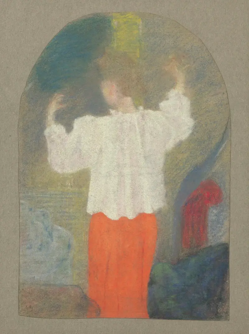 Marie en caraco à sa toilette av Édouard Vuillard