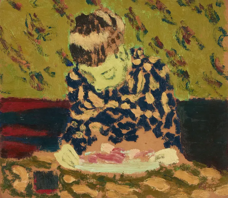 Marie penchée sur son ouvrage av Édouard Vuillard