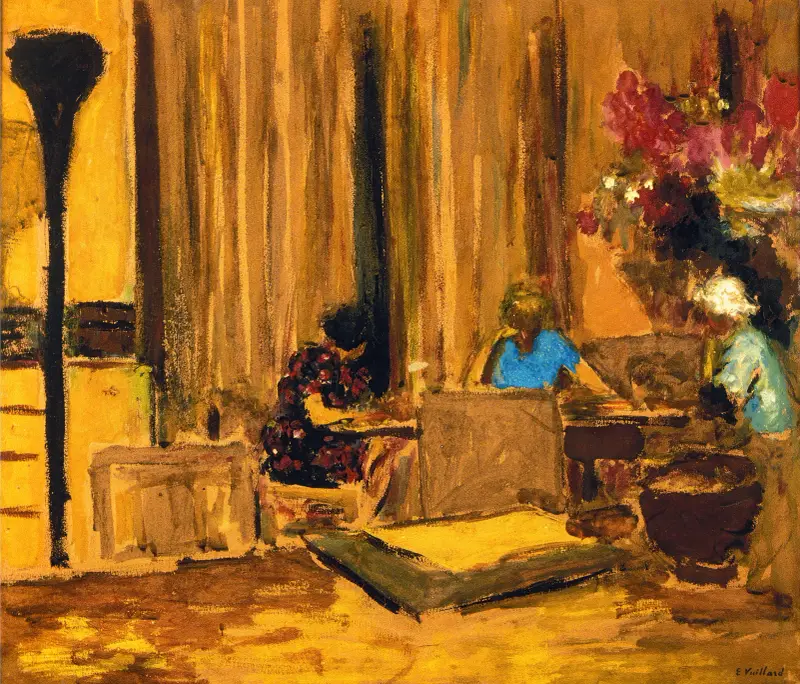 The Billiard Room at the Chateau at Clayes av Édouard Vuillard
