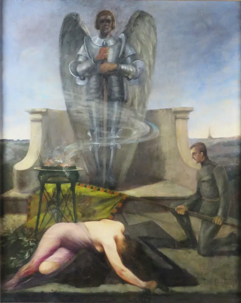 Ehrung an einem Heldendenkmal von Eduard Veith