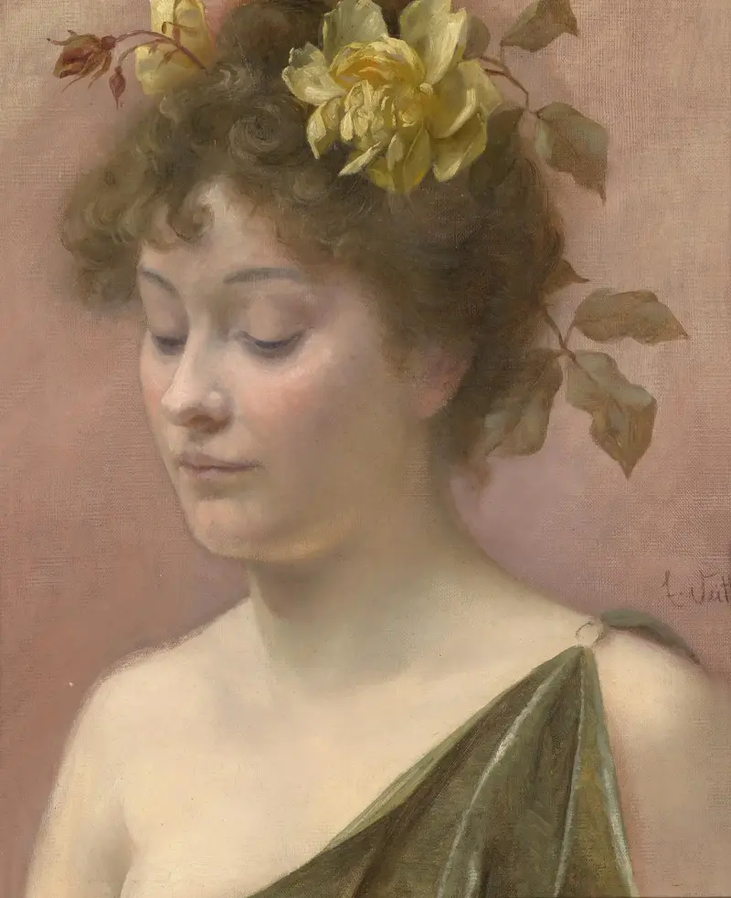 Portrait einer jungen Frau av Eduard Veith