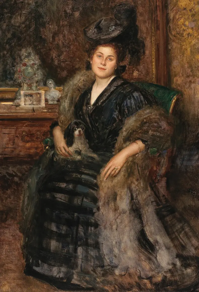 Porträtt av hans hustru Berta (Besöket) av Eduard Veith