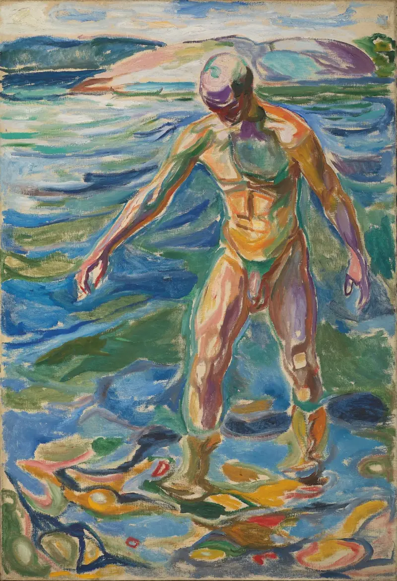 Koupající se muž, 1918, Edvard Munch