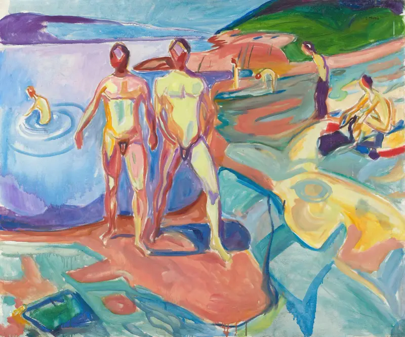 Kąpiący się mężczyźni, 1929, Edvard Munch
