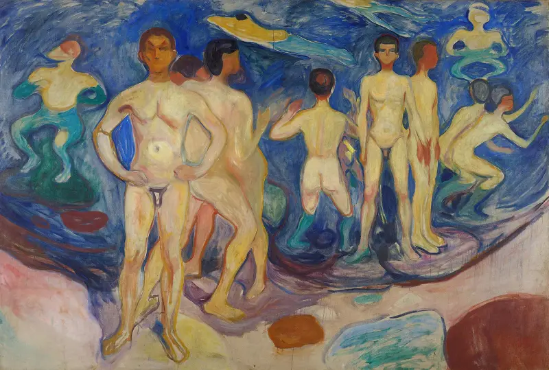 Koupající se mladí muži, Edvard Munch