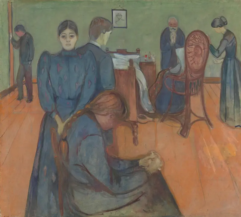 Śmierć w pokoju chorej, 1893, Edvard Munch