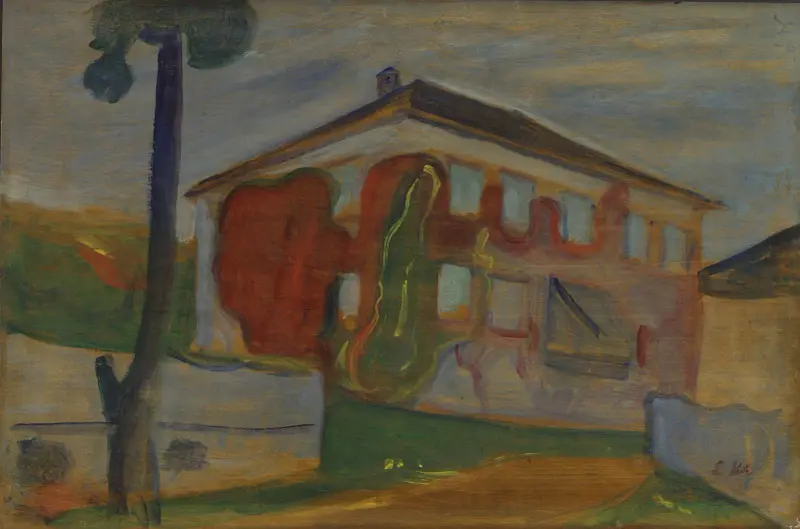 Haus mit rotem wildem Wein von Edvard Munch