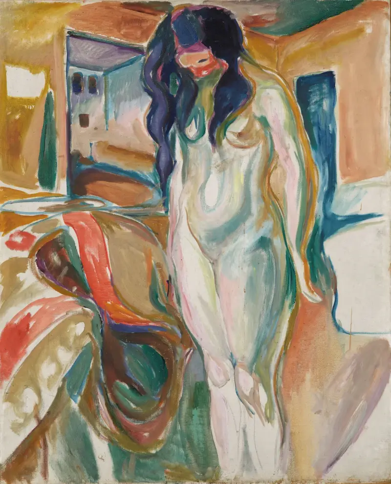 Modell am Flechtstuhl von Edvard Munch