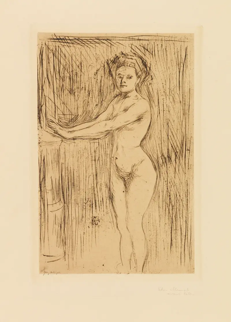Modelka rozgrzewająca dłonie, Edvard Munch