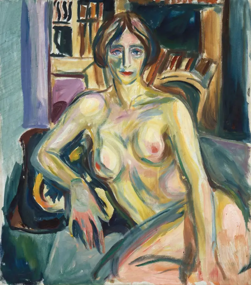 Akt sedící na pohovce, Edvard Munch