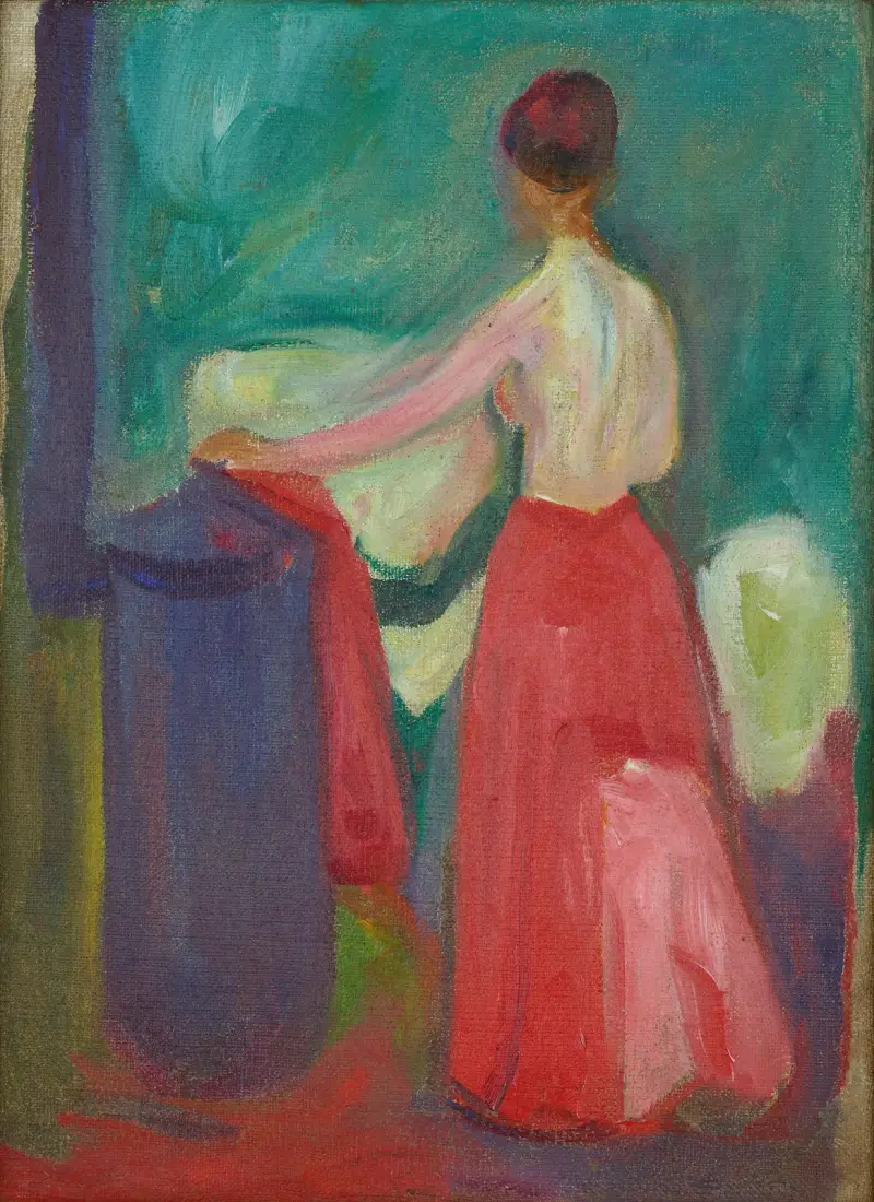 Akt mit rotem Rock von Edvard Munch