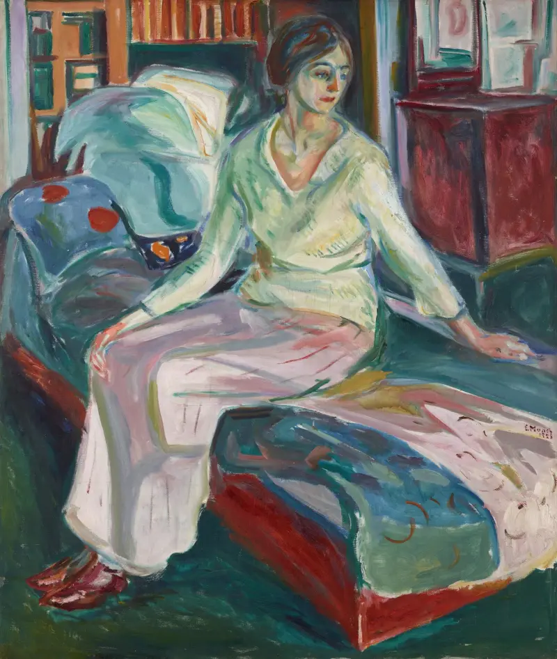 Sedící modelka na pohovce, Edvard Munch