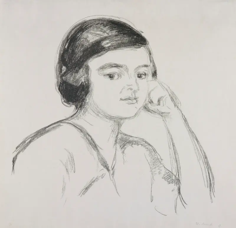 Young Woman with Hand on her Cheek av Edvard Munch