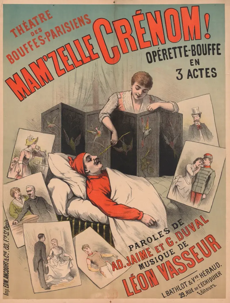 Théatre des Bouffes-Parisiens. Mam’zelle Crénom ! Opérette-bouffe en 3 actes av Edward Ancourt
