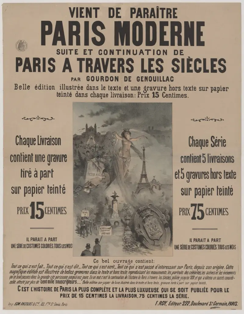 Vient de paraitre, Paris moderne, suite et continuation de Paris à travers les siècles av Edward Ancourt