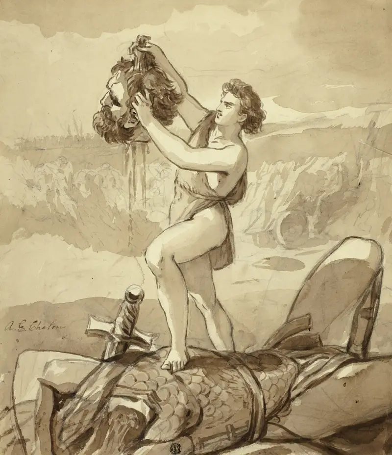 David och Goliat av Alfred Edward Chalon
