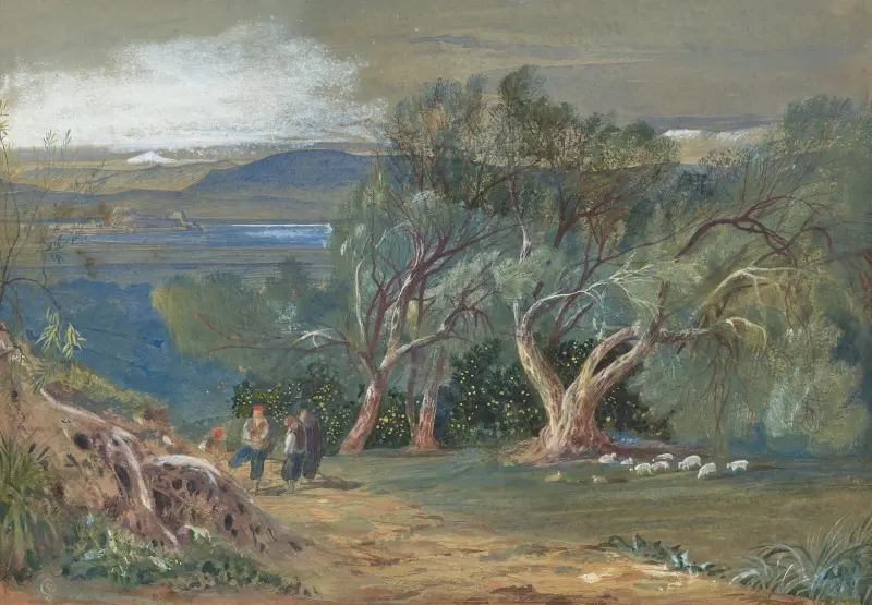 Utsikt mot Korfu från Viros av Edward Lear