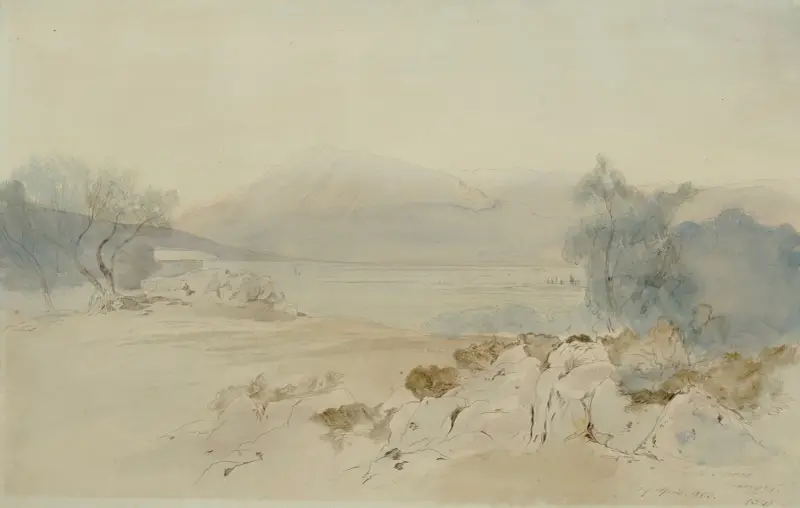 Utsikt över Santa Maura, Levkas, Joniska öarna av Edward Lear