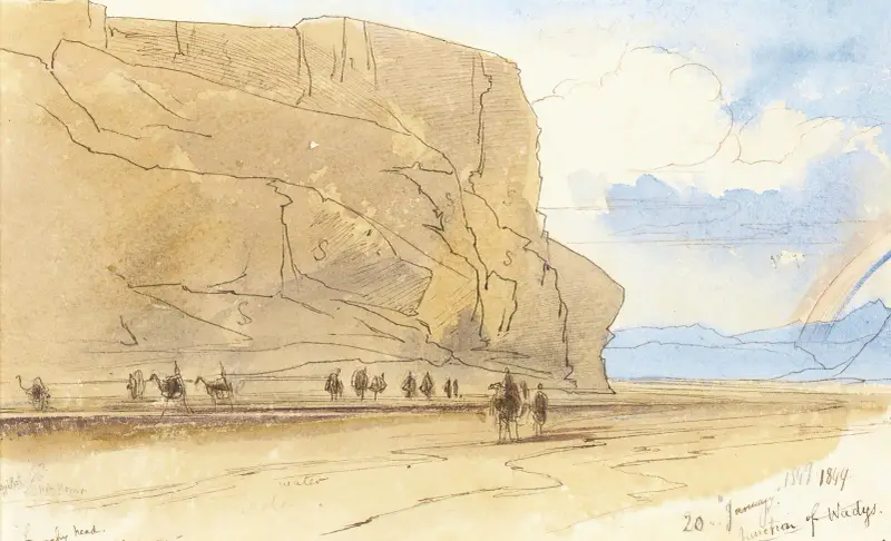 Mötesplats för wadier, Egypten av Edward Lear