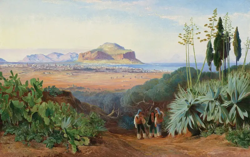 Palermo, Sicilien, med Monte Pellegrino av Edward Lear