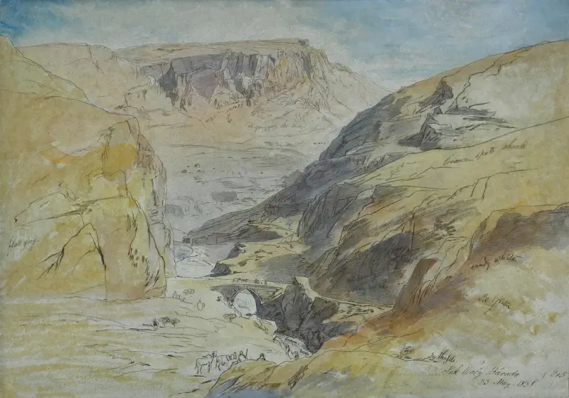 Klyftan vid Suk Wady Barada, Libanon av Edward Lear
