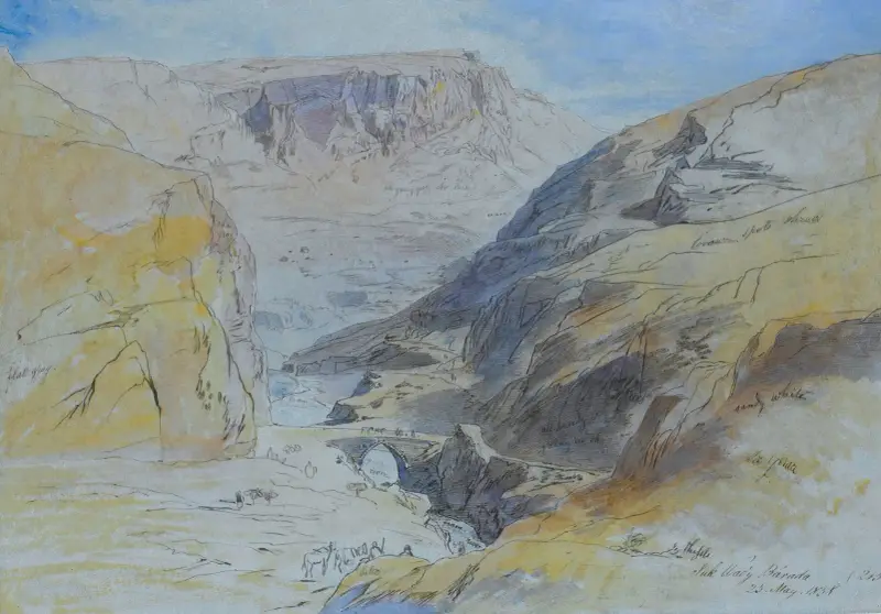 Klyftan vid Suk Wady Barada, Libanon av Edward Lear