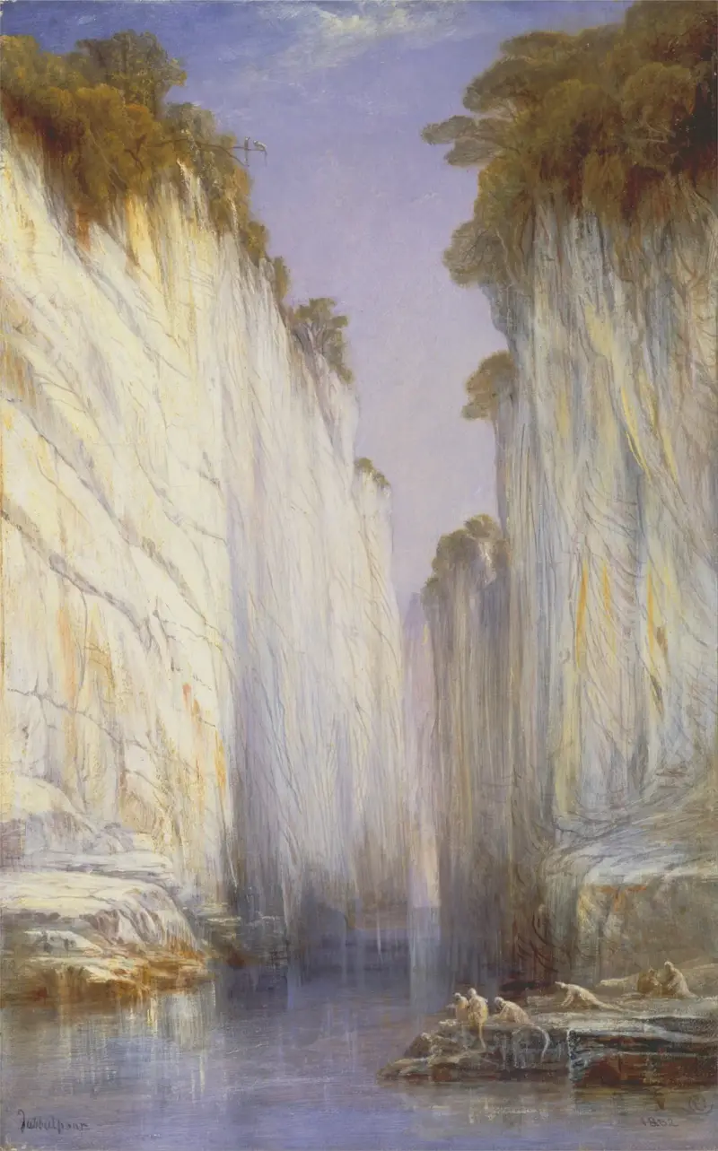 Die Marmorfelsen, Nerbudda, Jubbolpore von Edward Lear