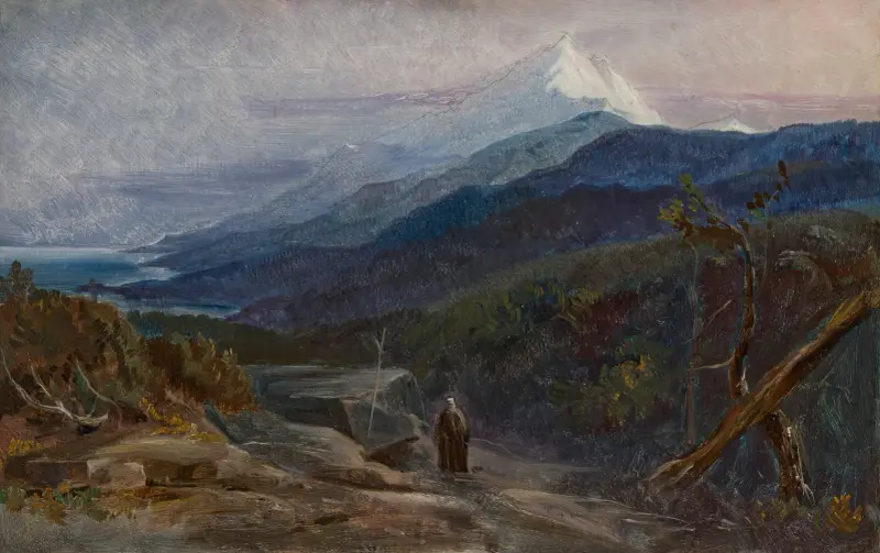 Vy över Athosberget, Grekland av Edward Lear