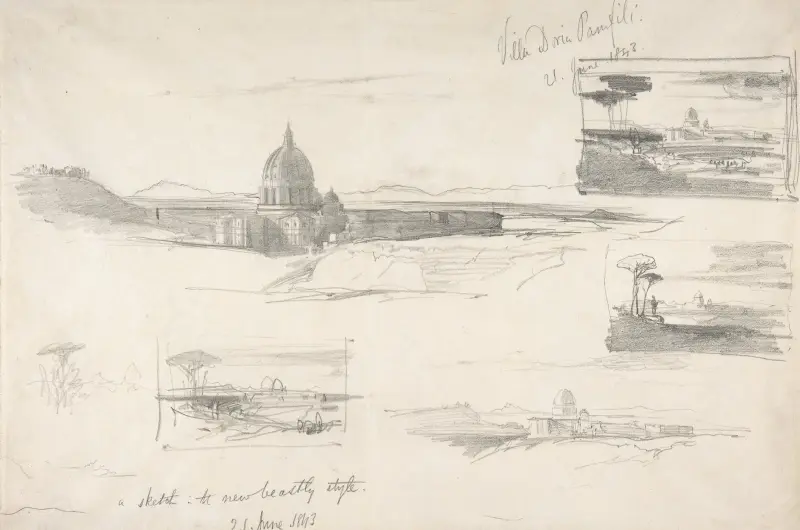 Vy över Peterskyrkan, Rom av Edward Lear