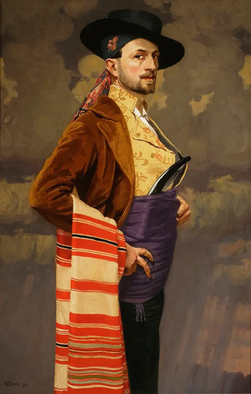 Self-portrait in a Spanish costume av Edward Okuń