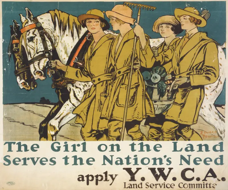 The girl on the land serves the nation’s need Apply Y.W.C.A. Land Service Committee av Edward Penfield