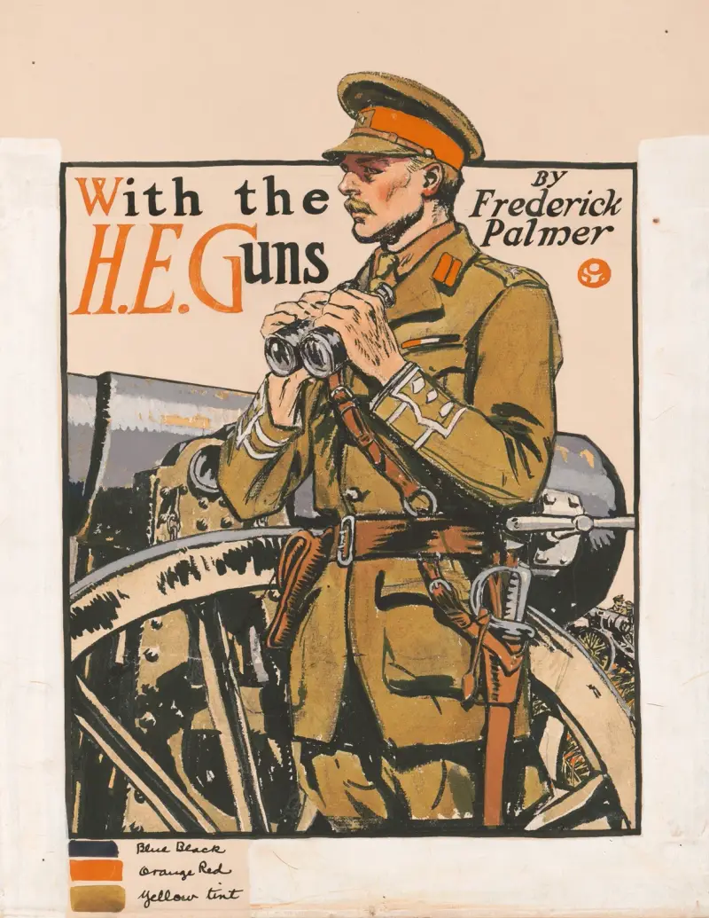 With the H.E. guns, by Frederick Palmer av Edward Penfield