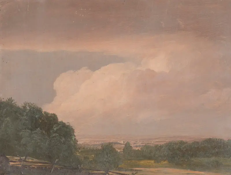 Landskap (möjligen Hudson Valley) av Frederic Edwin Church