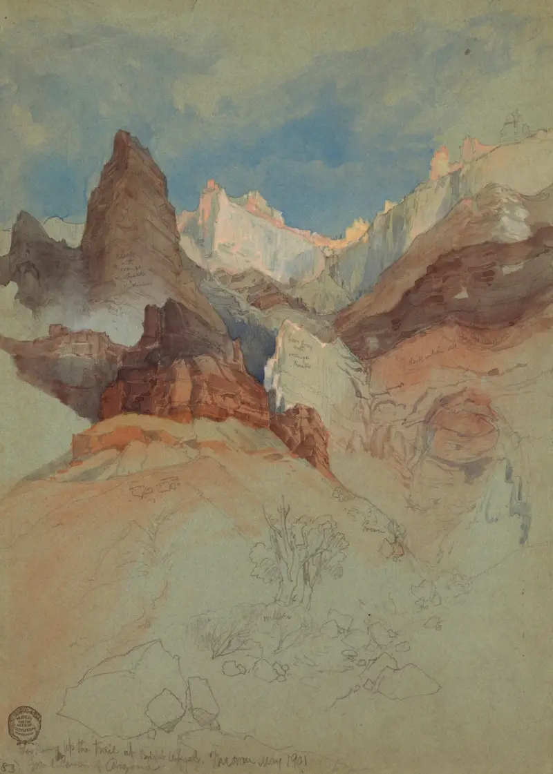 Uppför stigen vid Bright Angel, Grand Canyon, Arizona av Frederic Edwin Church