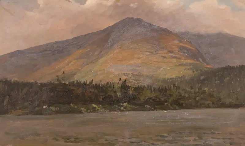 Mount Katahdin, med Pomola och Great Basin från Sandy Bottom Pond av Frederic Edwin Church