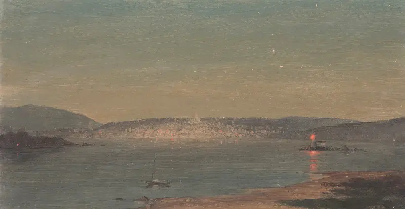Nattvy över en hamn av Frederic Edwin Church