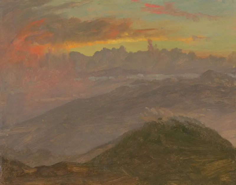 Solnedgång och berg av Frederic Edwin Church