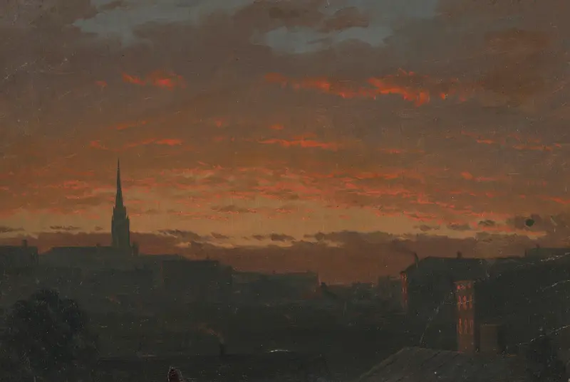 Solnedgång vid Hudson, New York av Frederic Edwin Church