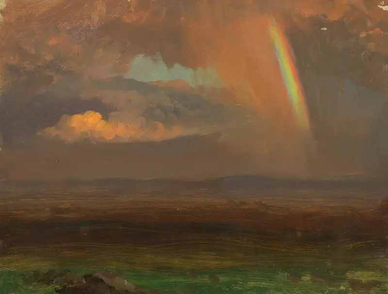 Sunset over broad landscape, Frederic Edwin Church