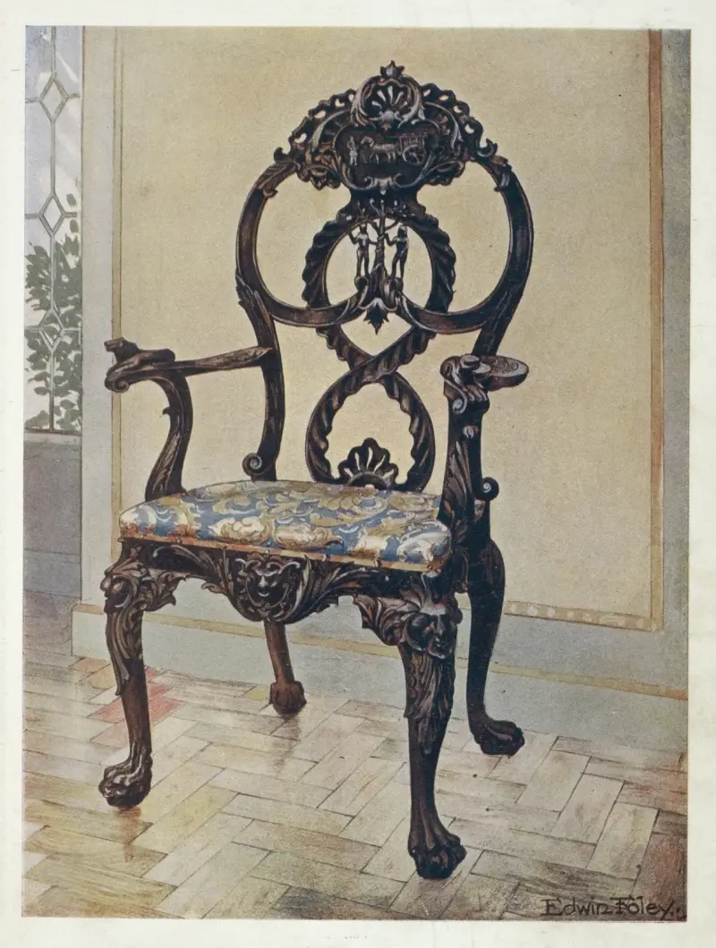 Carved early Chippendale chairman’s chair av Edwin Foley