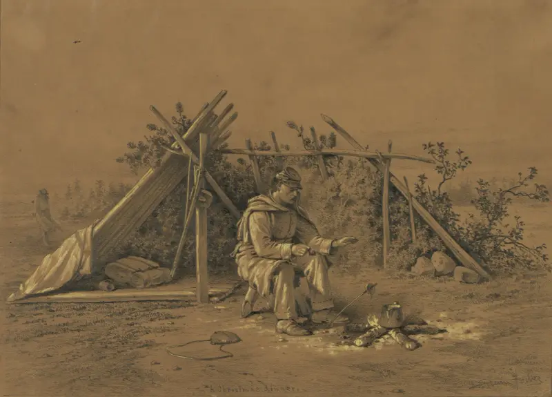 A Christmas dinner. A scene on the outer picket line av Edwin Forbes