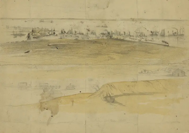Landungsplatz am Acquia Creek. Vorratsdepot für die Potomac-Armee von Edwin Forbes